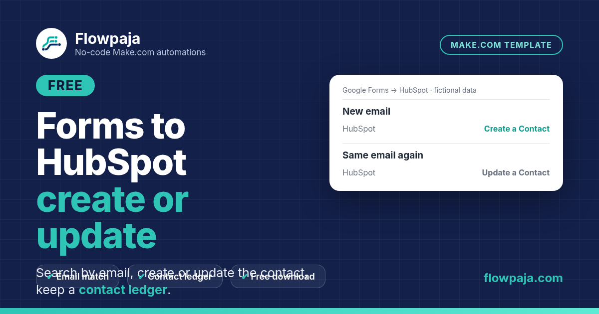 Google Forms to HubSpot create or update: free Make.com template
